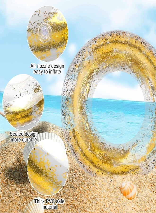 bosig® 1pcs Pool Float Tube Transparent Swimming Ring with Colorful Glitters Pool Floats Kids Adults Flotation Transparent Inner Tube for Swimming Pool, Beach - Image 3